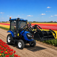 Tracteur agricole à roues 4x4 de 100 CV imbattable avec cabine climatisée, forte pression hydraulique et puissance de levage élevée