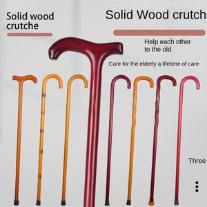 Béquilles antidérapantes légères en bois massif unisexes Bâton de marche à quatre pattes portable à assistance électrique pour la randonnée anti-chute pour personnes âgées - Product Image 4