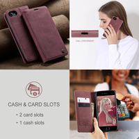 Pour Apple iPhone SE 2024 SE2 SE3 SE4 6 6S 7 8 Plus 5 5S Couverture Arrière CaseMe 013 Rétro Mat Antichoc Flip Étui En Cuir