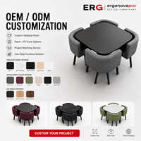 Ensemble de table à manger 4 places gain de place avec chaises rembourrées – Mobilier compact personnalisé pour café, réception et réunions