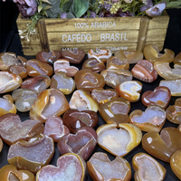 Carneliana rode agaat geode druzy hartvormige gepolijste kristallen palmsteentje liefde helende kristallen decoratie & Valentijnscadeau