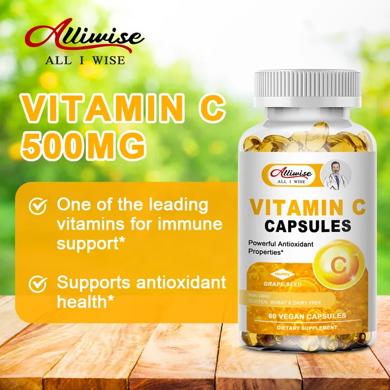 Oem 60 Stuks 500Mg Vitamine C Softgel Capsules Immuunsysteem Gezondheid Schoonheidsproduct Gezondheidszorg Supplement Voor De Huid