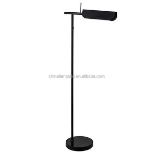 Lampadaire moderne minimaliste avec deux abat-jour en verre, structure en métal noir, hauteur réglable pour usage intérieur - Product Image 5