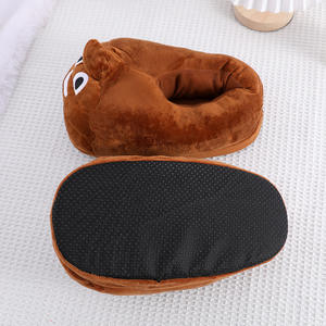 Zapatillas de cara sonriente marrón otoño suave peludo comodidad <span class=keywords><strong>triste</strong></span> gafas de sol enojadas expresión adulto al aire libre zapatilla cálida zapatos de cara linda - Product Image 2