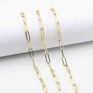 Jewelry making supplies Paperclip raw brass chain 18k italian gold