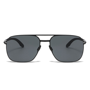 Lunettes de soleil polarisées carrées personnalisées pour hommes, UV400, double pont en métal, verres TAC, couleur noire, KS 3822 - Product Image 4