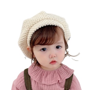 Petites filles doux léger octogonal casquette artiste français tricot chapeau chaud béret pour enfants mode enfant en bas âge bébé bonnet - Product Image 1