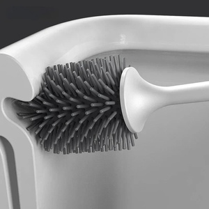 Zenidoo White Silicone Handheld Toilet <b>Brush</b> Wall-Mounted Eco-Friendly Quick <b>Drain</b> Plastic Handle Household Bathroom Cleaning - Product Image 4