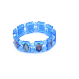 Bracelets perlés colorés de dessins animés, bleu, vert, rose, élastiques, en plastique, bijoux cadeaux RB-156 - Product Image 3