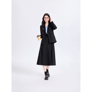 Women's Suit <b>Set</b> Long Sleeve <b>Blazer</b> Skirt Formal Workwear Commute Anti-Wrinkle Worsted Fabric Full Sleeve - Product Image 1