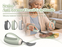 Poignée universelle anti-tremblement pour ustensiles, adaptée aux personnes âgées, convient aux fourchettes, cuillères, couteaux, brosses à dents, aide à la préhension, poignée en silicone anti-choc