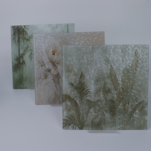Panel de Vidrio Artístico Laminado con Resina de Hojas de Palma de Selva Tropical, Patrón de Planta Natural, Vidrio Decorativo para Decoración de Paredes - Product Image 5