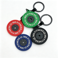 Llavero de PVC suave con diseño de disco de pesas mini personalizado, en relieve 3D, recuerdo de fitness, color personalizado, regalo para gimnasio, venta al por mayor, directo de fábrica