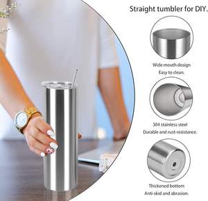 50Pack 20 Oz Straight Skinny Tumblers,Individually <b>Gift</b> <b>Boxed</b> Stainless Steel Slim Skinny Tumbler Set Bulk, for Diy, Silver - Product Image 6