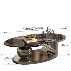<span class=keywords><strong>Table</strong></span> <span class=keywords><strong>basse</strong></span> ovale de style moderne GEDO, comptoirs en marbre noir nordique, tables basses élégantes pour le salon - Product Image 6