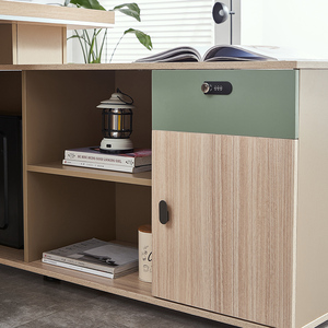 Ensemble de <span class=keywords><strong>bureau</strong></span> et chaise de direction en bois moderne avec armoire de rangement - Conception ergonomique durable pour la maison/le <span class=keywords><strong>bureau</strong></span> - Product Image 5