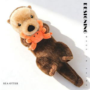 Peluche de Animal Marino de 34 cm y 40 cm, Peluche de <span class=keywords><strong>Nutria</strong></span>, Criatura Oceánica, Vida Silvestre, Juguete Suave con Madre Cangrejo y <span class=keywords><strong>Nutria</strong></span> Bebé - Product Image 3