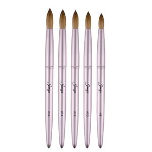 Fabricante de brochas de uñas, venta al por mayor, mango de Metal rosa, brocha acrílica <span class=keywords><strong>Original</strong></span> <span class=keywords><strong>Kolinsky</strong></span> puro para decoración de uñas para salón de uñas - Product Image 1