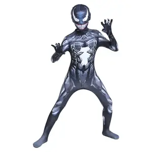 Bodysuit otot hitam untuk orang dewasa anak laki-laki Superhero figur aksi Jumpsuit untuk Halloween Spiderman Scorpion Venom Anime kostum