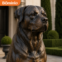 Statue de Rottweiler en Bronze Personnalisée, Sculpture Réaliste de Chien de Garde avec Socle pour Villa, Jardin, Entrée d'Hôtel et Décoration Paysagère