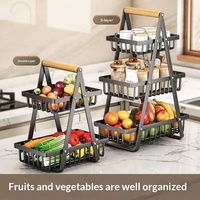 Panier de rangement multifonctionnel en métal pour fruits et légumes, type sur pied, non pliable, rectangulaire, pour cuisine