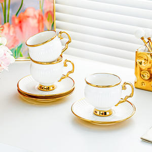 Moderna tazza di caffè Espresso per la casa Mini Latte tazza di caffè in ceramica semplice tazza e piattino Design squisito per il servizio di tè - Product Image 4