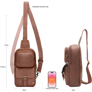 Premium Genuine Leather Vintage <b>Sling</b> <b>Bag</b> Small Messenger <b>Bag</b> with Zipper Buckle Closure <b>for</b> Everyday Carry and <b>Travel</b> - Product Image 6
