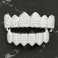 Grillz dentaire arc-en-ciel pour hommes, style Hip Hop Punk Rapper, couleur or, avec zircone cubique (CZ), pour dents supérieures et inférieures, pour fêtes cosplay