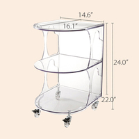 Table d'appoint moderne simple en acrylique transparent JERY, chariot de salle à manger de style Ins, table à thé en plastique mobile avec roues pour hôtel