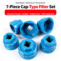 Juego de Llaves de Filtro de Aceite CIHOO de 7 Piezas, 24, 27, 30, 32.5, 36, 38 mm, Aluminio, Adaptador 3/8 1/2, Herramientas Automotrices, Estuche Rígido