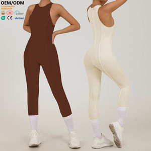 XW-PBD37 Novo Macacão Esportivo Sem Mangas com Decote Redondo Respirável para Corrida Yoga Exercício Roupas de Academia Femininas - Product Image 1