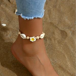 Verano playa viaje vacaciones Shell flor pulsera bohemio colorido Frangipani Shell hecho a mano tejido collar tobillera conjunto - Product Image 3