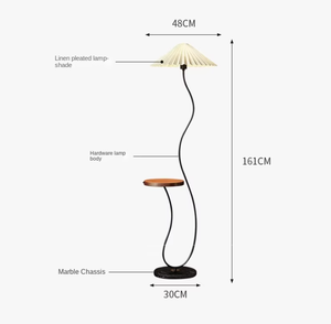 JACKSUN Minimalist Pleated <strong>Shade</strong> Sofa Fabric LED <strong>Floor</strong> <strong>Lamp</strong> Standing White Black Wood <strong>Lamp</strong> 1.6m <strong>for</strong> Living Room Bedroom - Product Image 6