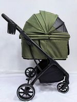 Poussette pliable automatique en aluminium pour chien, OEM & ODM, élégante et personnalisable, chariot double pour chat et chien de taille moyenne avec fonction lavable et durable à gravité.