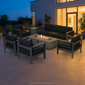 Ensemble <span class=keywords><strong>de</strong></span> canapés d'extérieur <span class=keywords><strong>de</strong></span> luxe moderne avec structure en aluminium gris et table brasero au propane, mobilier <span class=keywords><strong>de</strong></span> <span class=keywords><strong>jardin</strong></span> et <span class=keywords><strong>de</strong></span> terrasse, ensemble <span class=keywords><strong>de</strong></span> <span class=keywords><strong>salon</strong></span> d'extérieur - Product Image 3