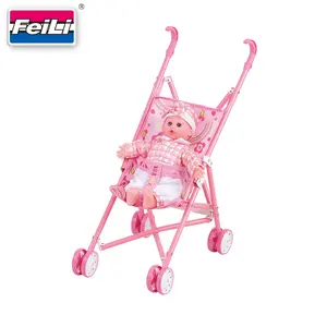 Feili toys factory direct sales doll accessories baby doll stroller with 13'' doll