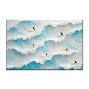 <span class=keywords><strong>Peinture</strong></span> murale texturée sur toile « Happy Coast » pour décoration d'hôtel, vente en gros 2026, personnalisable, thème natation et <span class=keywords><strong>surf</strong></span> - Product Image 2