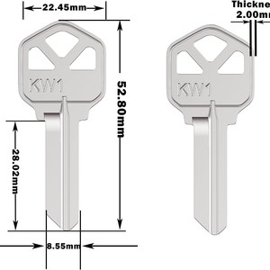 Clé vierge Sc1, longueur 2,0 po/52 mm, lame 1,06 po/27 mm, largeur 0,24 po/6,7 mm, usage civil - Product Image 3