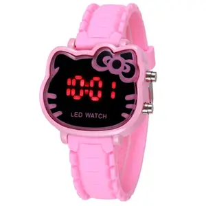 Little girl cute cartoon watch girl helloo Kitty children led electronic fashion girls pink watch