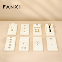 Ensemble de présentoirs à bijoux en microfibre beige FANXI, support pour bagues, pendentifs, colliers et bracelets pour comptoir de vente au détail