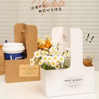 Evergreenwrap Wholesale Luxury Kraft Paper Flower Tote Bags Milk Cup Holders Bouquet Gift Boxes