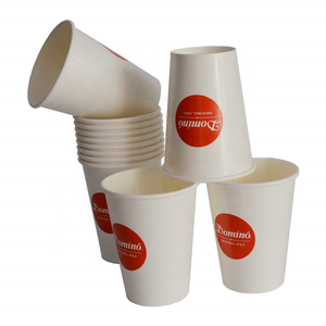 Vasos de papel artesanales biodegradables impresos con logotipo personalizado de pared simple para bebidas frías y café caliente - Product Image 3