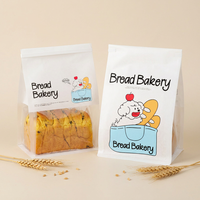 Bolsa de Papel Kraft con Cierre Metálico, Impresa con Ilustraciones Bonitas y Ecológicas, con Ventana Transparente, Apta para Alimentos, para Panadería y Tostadas