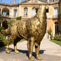 Sculpture de chien assis en bronze coulé, style animal réaliste, sur mesure, pour la décoration de cour de manoir
