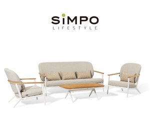 SIMPOLIFESTYLE Mobilier d'extérieur haut de gamme ATLANTA Chaise longue 3 places Jardin Terrasse Hôtel Resort Aluminium Teck Tissu Ensemble de canapés - Product Image 5