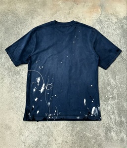 Camiseta Casual de Manga Corta para Hombre, Color Azul Marino, Cuello Redondo, Diseño Pintado a Mano, Corte Regular, Estilo Tejido de Jersey de Algodón - Product Image 2
