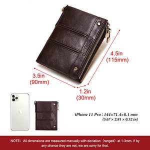 HUMERPAUL Cartera de Cuero Genuino al por Mayor para Hombre, con Bloqueo RFID, Tarjetero, Monedero con Doble Cremallera, Bolsillo para Monedas, Carteira - Product Image 4