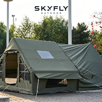 Tentes pneumatiques de camping en plein air, imperméables, portables, de luxe, pour famille, 6+6 personnes, en coton TC, double porte, avec fenêtre de toit, montage rapide et automatique