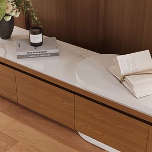 AJUNION-Support <span class=keywords><strong>TV</strong></span> extensible moderne en bois MDF, placage de noyer, console multimédia en pierre, luminosité réglable, unité <span class=keywords><strong>TV</strong></span> - Product Image 5