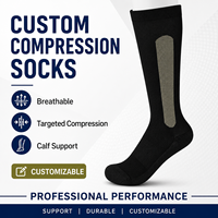 Chaussettes de compression personnalisées en coton, élasthanne et nylon, motif noir, pour usage quotidien